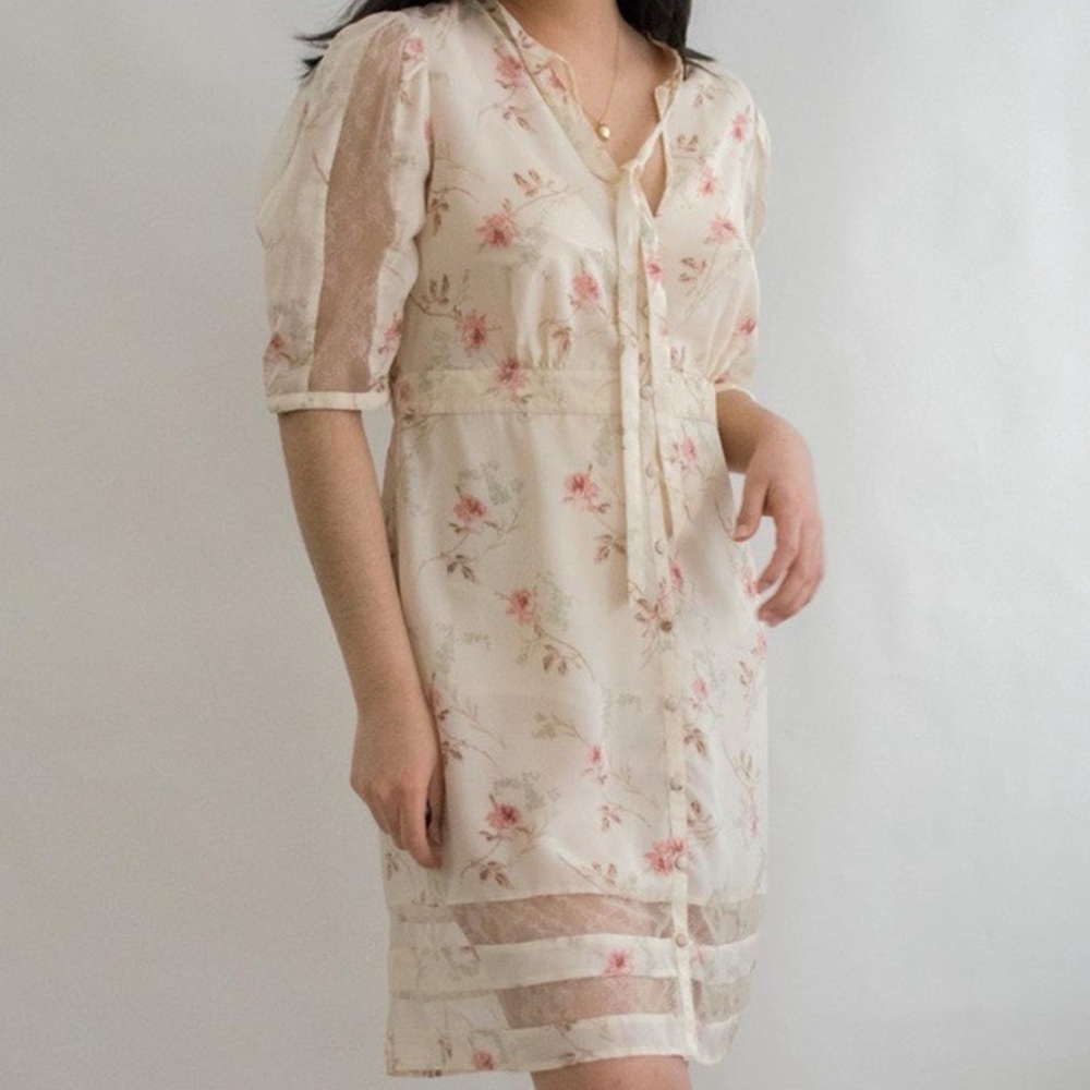 Vintage Victoria’s Secret Silk Floral Lace Mini Dress